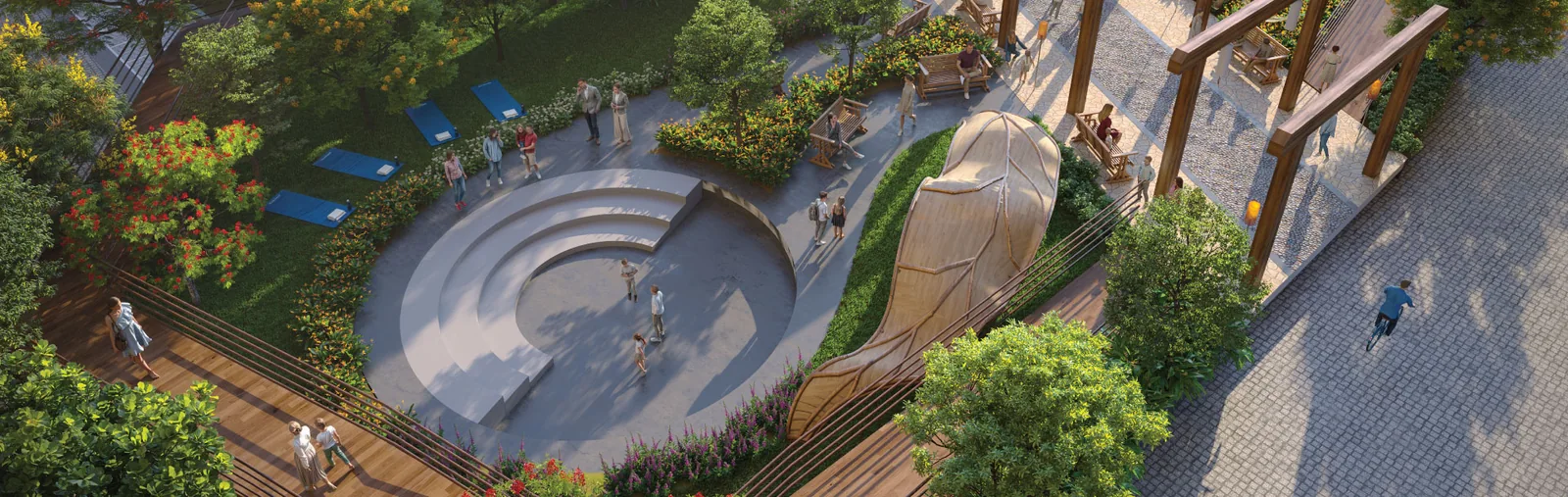 Aerial view of amenities at Raunak Earth Park